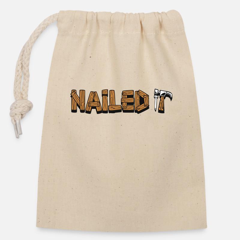 Nailed It Schreiner Carpenter Holztechniker - Verschließbarer Geschenkbeutel aus Baumwolle (14x20cm) - Natur