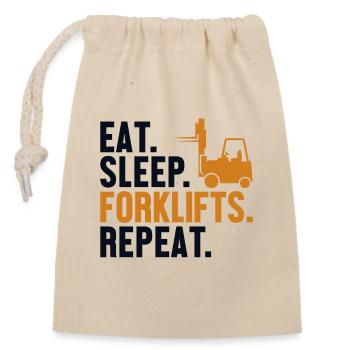 Eat Sleep Forklifts Repeat Geländestapler - Verschließbarer Geschenkbeutel aus Baumwolle (14x20cm) - Natur - Vorne