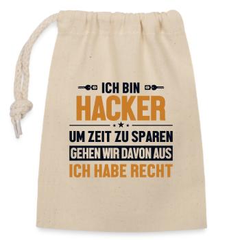Hacker hat immer Recht Sniffer Social Engineering - Verschließbarer Geschenkbeutel aus Baumwolle (14x20cm) - Natur - Vorne