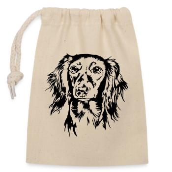Langhaardackel Portrait Hunde Hund Wilsigns - Verschließbarer Geschenkbeutel aus Baumwolle (14x20cm) - Natur - Vorne
