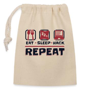 Eat Sleep Hack Repeat Social Engineering Phishing - Verschließbarer Geschenkbeutel aus Baumwolle (14x20cm) - Natur - Vorne