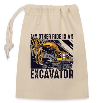 Mon autre manège est une excavatrice - Sac cadeau en coton avec cordon (14 x 20 cm) - nature - Devant