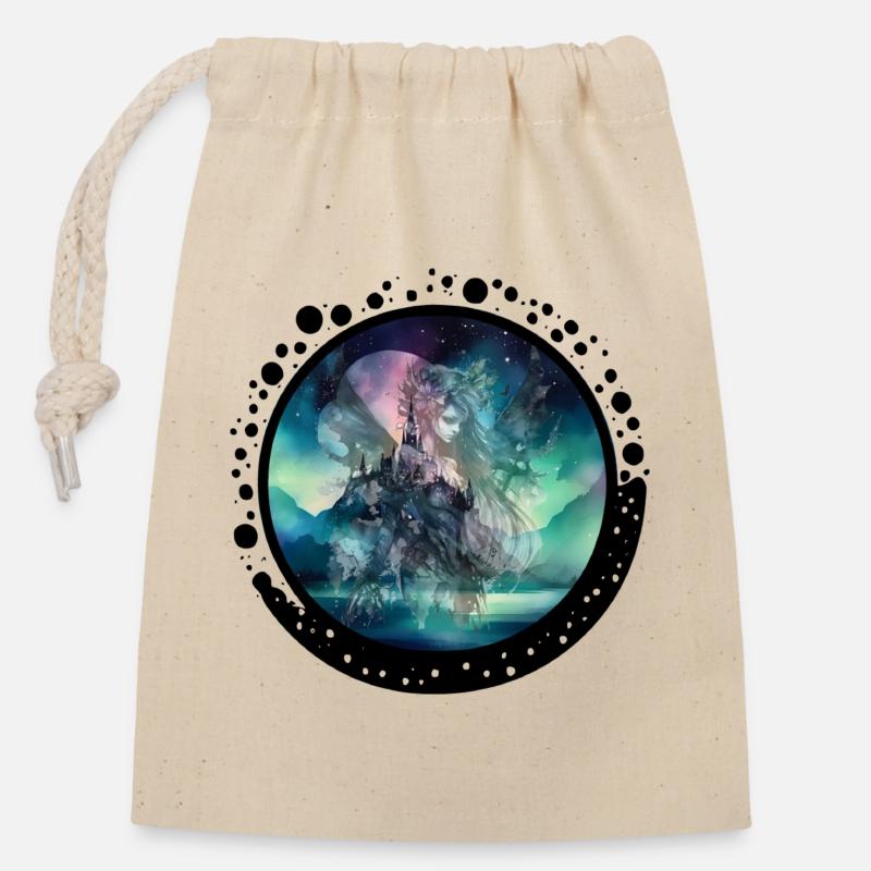 Circle Beauty - Closable cotton gift bag (14x20cm) - nature