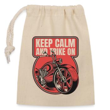 Keep Calm And Trike On Dreirad Motorrad - Verschließbarer Geschenkbeutel aus Baumwolle (14x20cm) - Natur - Vorne