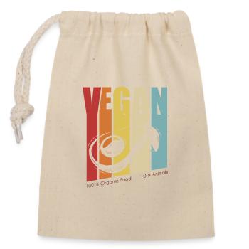 Retro-Veganer Pflanzlicher Veganer Vegetarischer Veganismus - Verschließbarer Geschenkbeutel aus Baumwolle (14x20cm) - Natur - Vorne