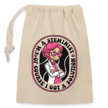 Of Course I Got A Solution Scientist STEM - Closable cotton gift bag (14x20cm) - nature - Front