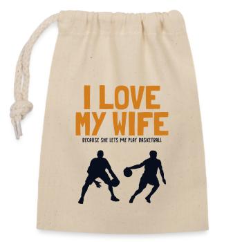 I love my Wife Basketball Basketballspieler - Verschließbarer Geschenkbeutel aus Baumwolle (14x20cm) - Natur - Vorne