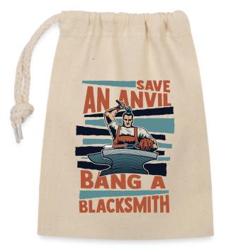 Save An Anvil Bang A Blacksmith Forging - Closable cotton gift bag (14x20cm) - nature - Front