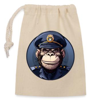 Monkey Policewoman - Closable cotton gift bag (14x20cm) - nature - Front
