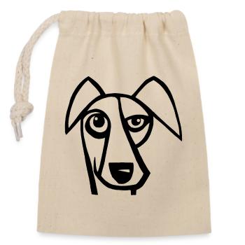 Lustiger schwarzer Hund - Verschließbarer Geschenkbeutel aus Baumwolle (14x20cm) - Natur - Vorne