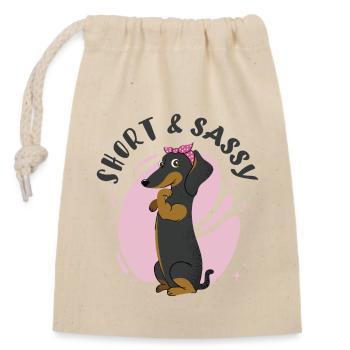 Short and Sassy Dachshund - Closable cotton gift bag (14x20cm) - nature - Front