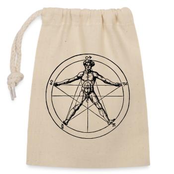 Vitruvian figure in the alchemy circle - Closable cotton gift bag (14x20cm) - nature - Front