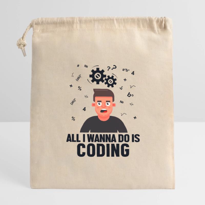 All I Wanna Do is Coding Developer Coder Verschließbarer Geschenkbeutel aus Baumwolle (14x20cm)