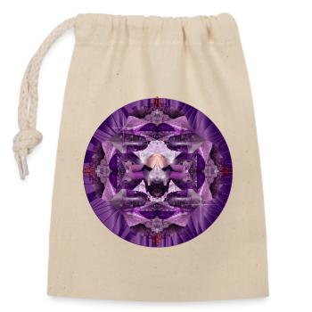 leuchtendes violettes Amethyst Kristall Motiv - Verschließbarer Geschenkbeutel aus Baumwolle (14x20cm) - Natur - Vorne