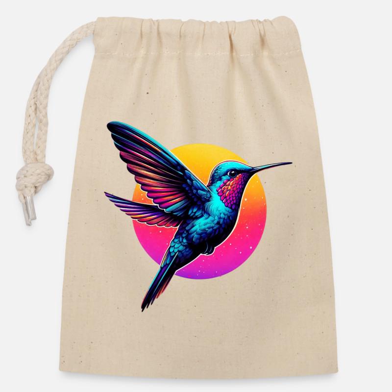 Kolibri - Verschließbarer Geschenkbeutel aus Baumwolle (14x20cm) - Natur