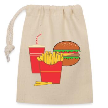 Chip shop logo 'fast food' - Closable cotton gift bag (14x20cm) - nature - Front