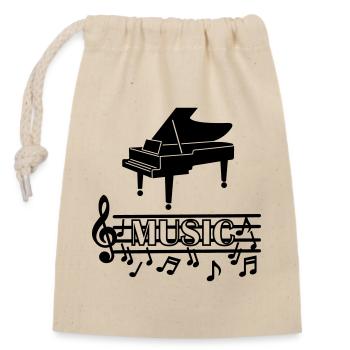 Piano music logo - Closable cotton gift bag (14x20cm) - nature - Front