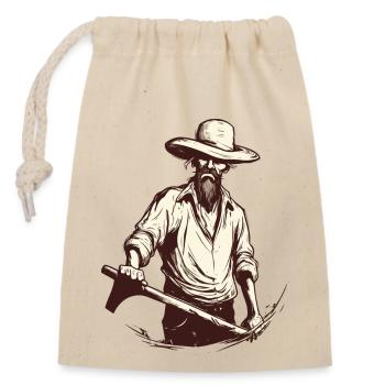 Angry Peasant No. 2 - Closable cotton gift bag (14x20cm) - nature - Front