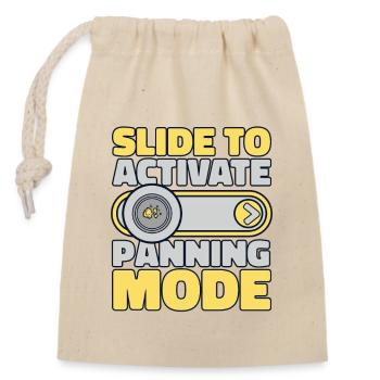 Slide To Activate Panning Mode Miner Prospector - Closable cotton gift bag (14x20cm) - nature - Front