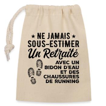 Humor Running Retreat - Closable cotton gift bag (14x20cm) - nature - Front