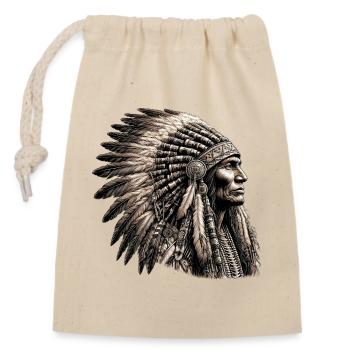Amérindien Peau rouge d’Amérique - Sac cadeau en coton avec cordon (14 x 20 cm) - nature - Devant