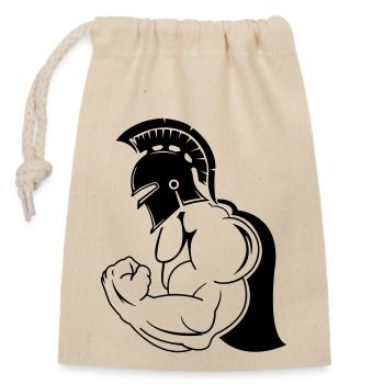 strong spartan - Closable cotton gift bag (14x20cm) - nature - Front