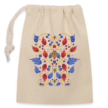 Fleurs avec papillon de nuit - Sac cadeau en coton avec cordon (14 x 20 cm) - nature - Devant