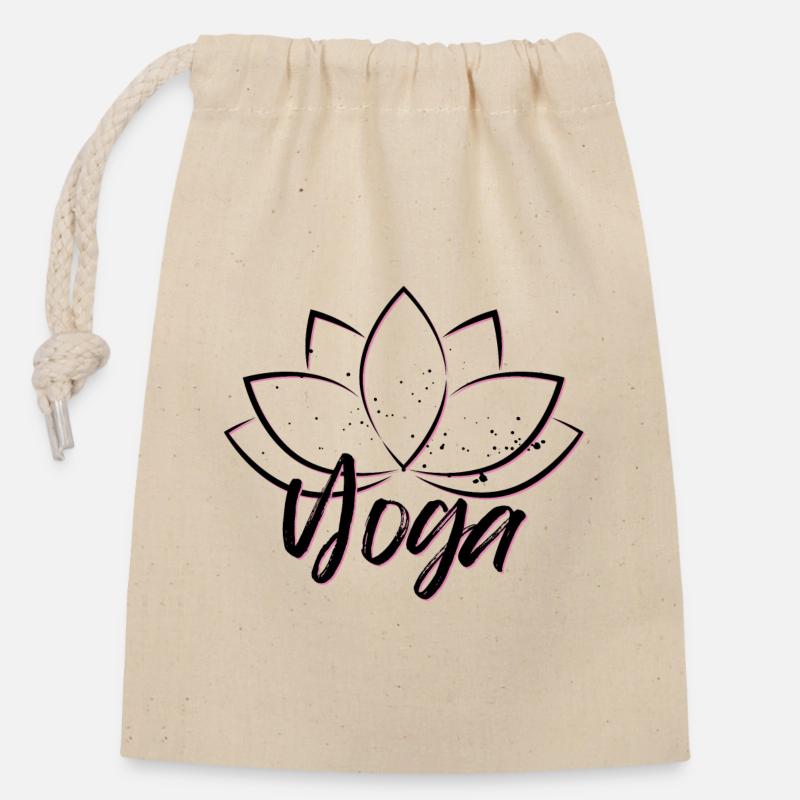 Yoga Fleur de lotus - Sac cadeau en coton avec cordon (14 x 20 cm) - nature