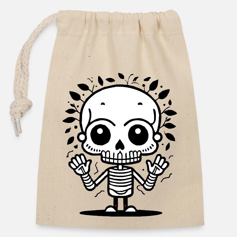 Skeleton - Closable cotton gift bag (14x20cm) - nature