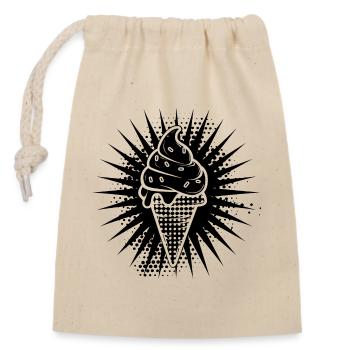 Eiscreme Tüte - Verschließbarer Geschenkbeutel aus Baumwolle (14x20cm) - Natur - Vorne