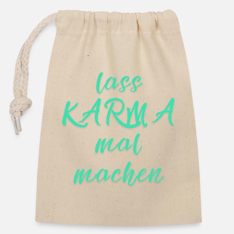lass KARMA mal machen - Verschließbarer Geschenkbeutel aus Baumwolle (14x20cm) - Natur