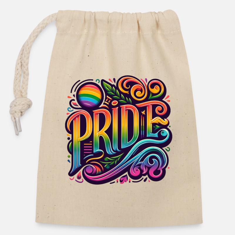 Feiern Sie Liebe und Vielfalt mit Pride, LGBTQ+ - Verschließbarer Geschenkbeutel aus Baumwolle (14x20cm) - Natur