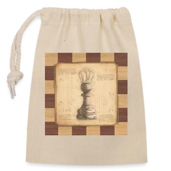 Schach König / Königin. Altmodischer vintage Stil. - Verschließbarer Geschenkbeutel aus Baumwolle (14x20cm) - Natur - Vorne