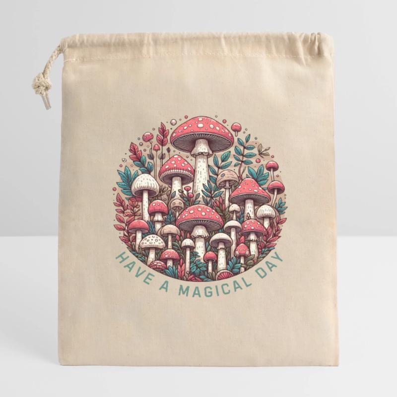 Toadstool Closable cotton gift bag (14x20cm)