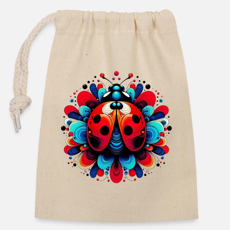 Ladybird - Closable cotton gift bag (14x20cm) - nature