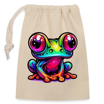 Frog - Closable cotton gift bag (14x20cm) - nature - Front
