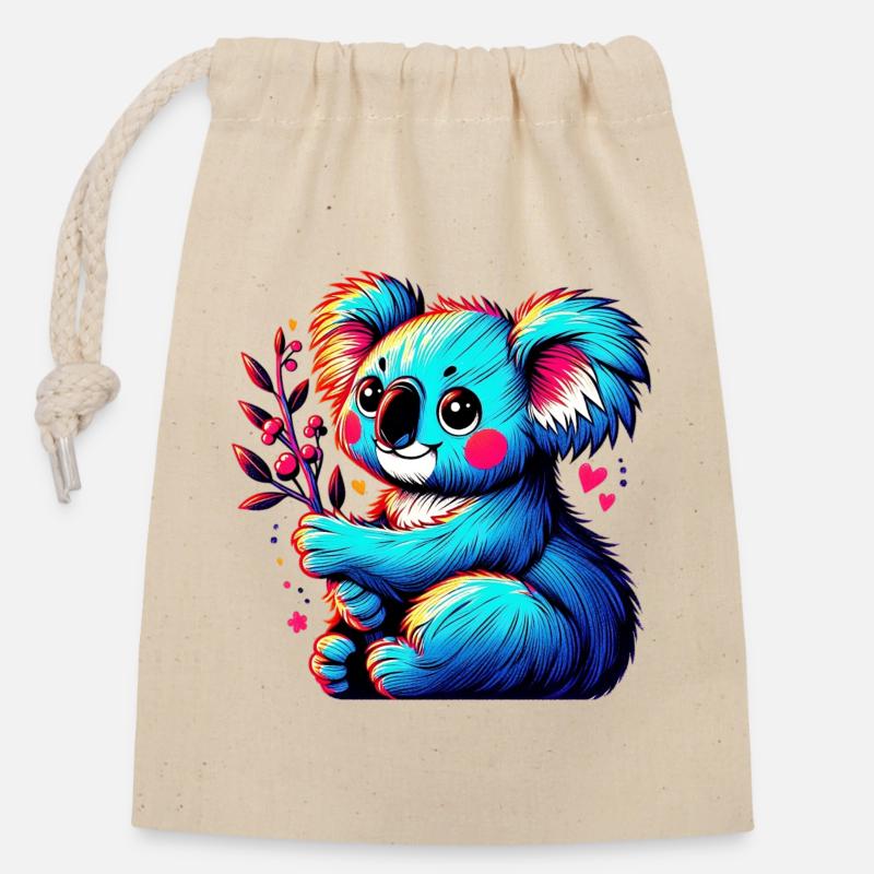 Koala - Sac cadeau en coton avec cordon (14 x 20 cm) - nature
