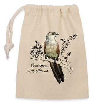 White-brown cuckoo - Centropus superciliasus - Closable cotton gift bag (14x20cm) - nature - Front