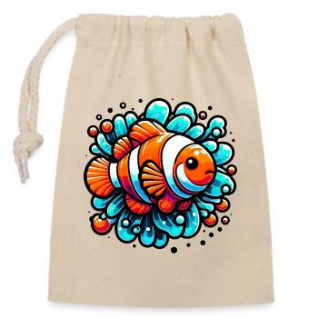 Clownfische - Verschließbarer Geschenkbeutel aus Baumwolle (14x20cm) - Natur - Vorne