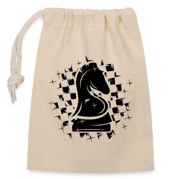 Schach knight Schachfigur Verein Illustration Logo - Verschließbarer Geschenkbeutel aus Baumwolle (14x20cm) - Natur - Vorne