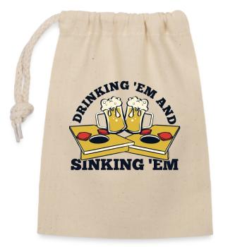 Drinking And Sinking Boards Bean Bag Game Cornhole - Closable cotton gift bag (14x20cm) - nature - Front