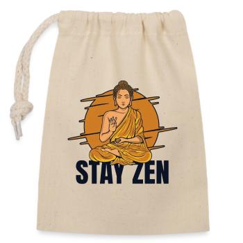 Stay Zen Buddhist Statue Symbol Priest Buddhism - Closable cotton gift bag (14x20cm) - nature - Front
