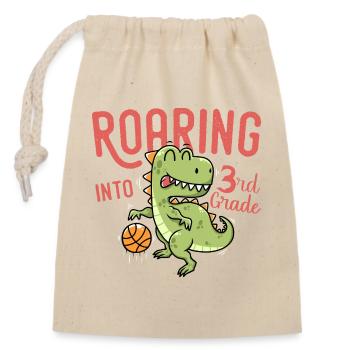 Roaring into 3rd Grade Dinosaur Basketball - Closable cotton gift bag (14x20cm) - nature - Front