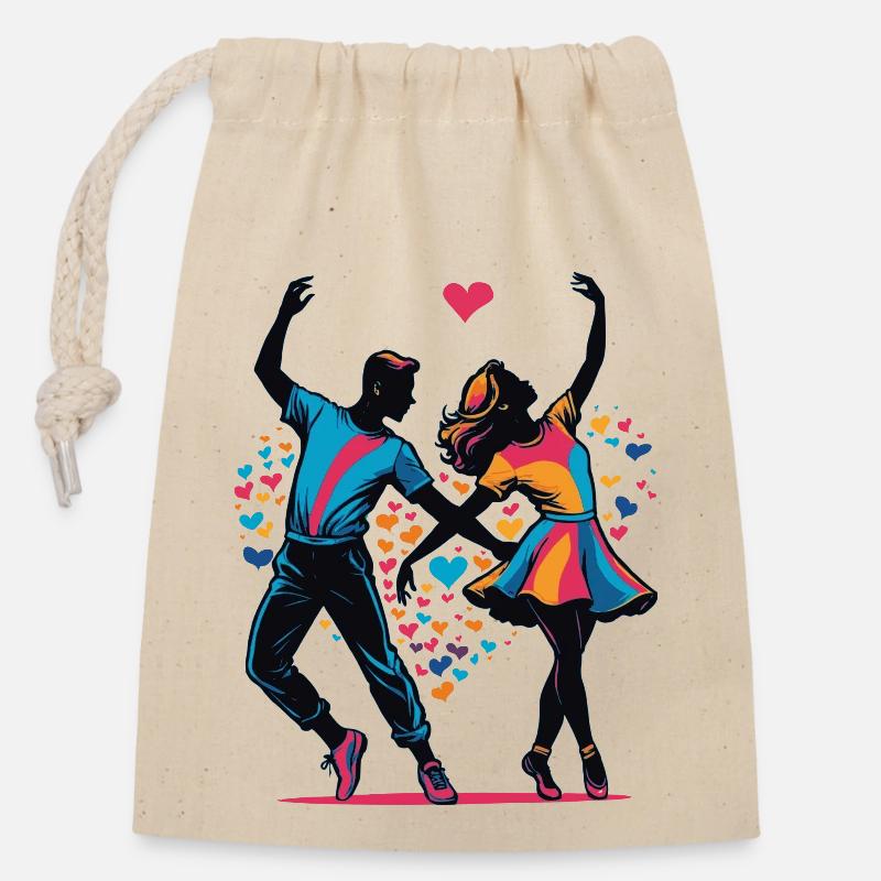 J’adore danser - Sac cadeau en coton avec cordon (14 x 20 cm) - nature