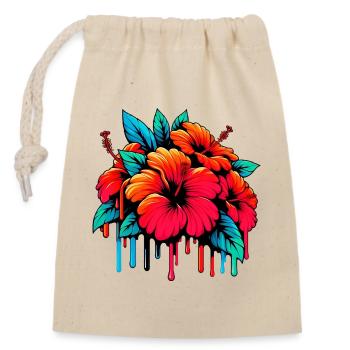 Hibiscus Flowers - Closable cotton gift bag (14x20cm) - nature - Front