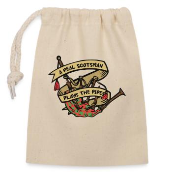 Un vrai Écossais joue de la cornemuse Blowpipe Player - Sac cadeau en coton avec cordon (14 x 20 cm) - nature - Devant