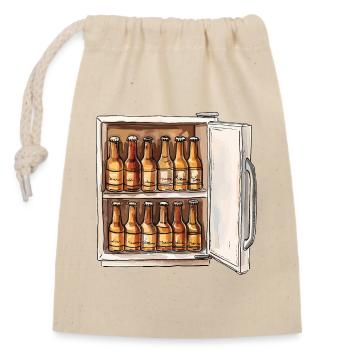 Beer Fridge Beer Bottles Men Drinking Funny - Closable cotton gift bag (14x20cm) - nature - Front
