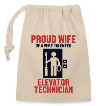 Fière épouse d’un technicien d’ascenseur Elevator - Sac cadeau en coton avec cordon (14 x 20 cm) - nature - Devant
