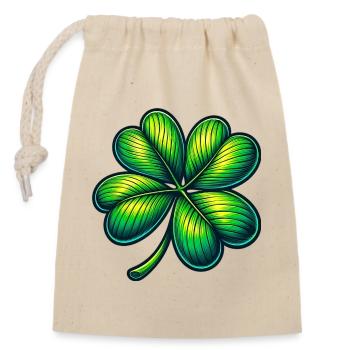 Four-leaf clover - Closable cotton gift bag (14x20cm) - nature - Front