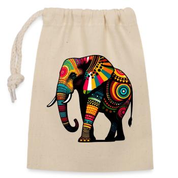 Éléphant - Sac cadeau en coton avec cordon (14 x 20 cm) - nature - Devant